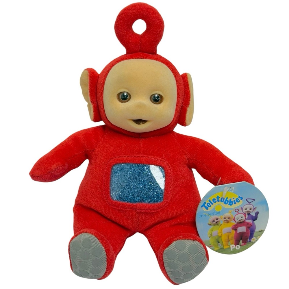 Vintage 1998 Teletubbies Po Plush Toy Stuffed Animal Eden Flocked Face 8" NWT